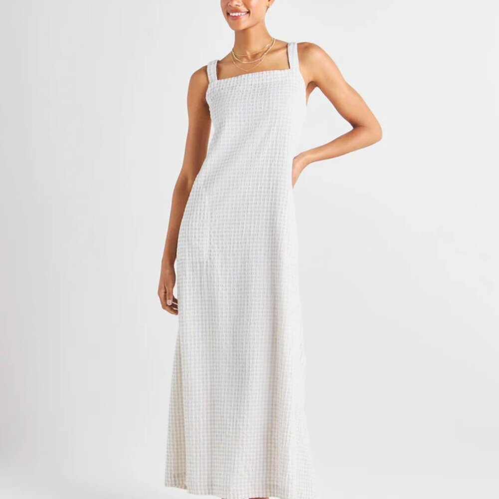 Splendid White Maxi Sundress with Square Neck